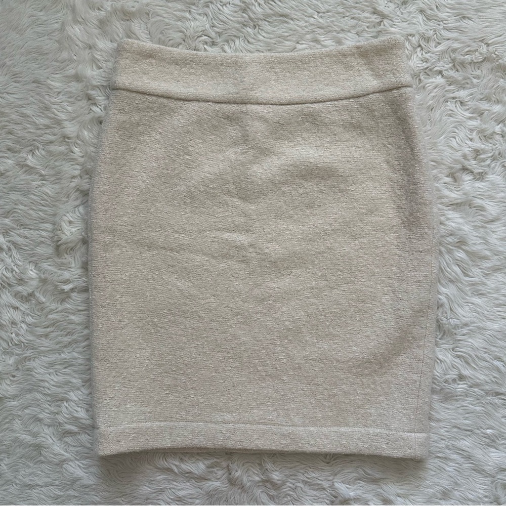 Banana Republic Skirt Pencil Straight Knit Above The Knee Wool Blend Cream Sz 0